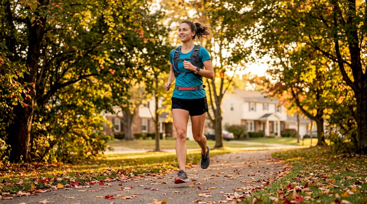 Athlete walking outdoors during active recovery