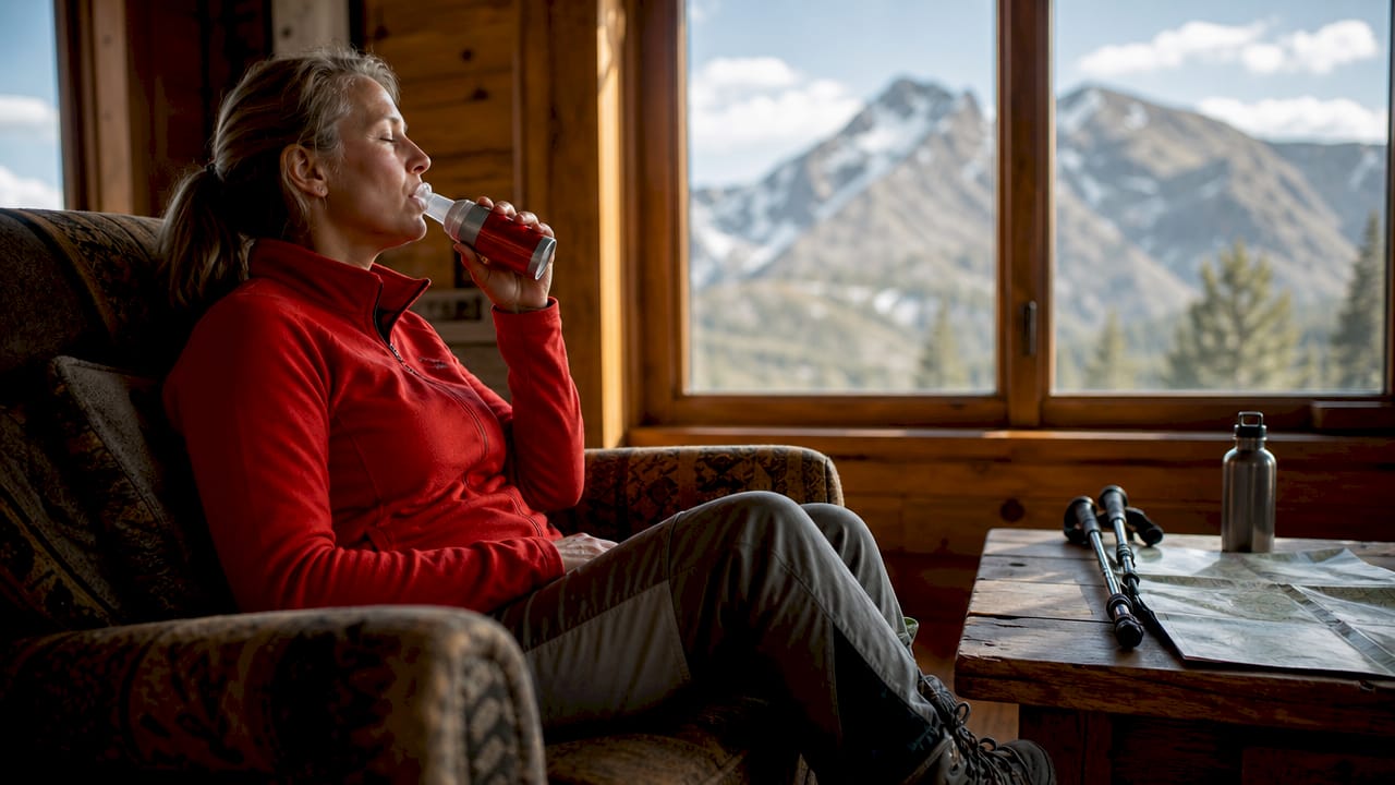 Explorer resting using supplemental oxygen in cabin