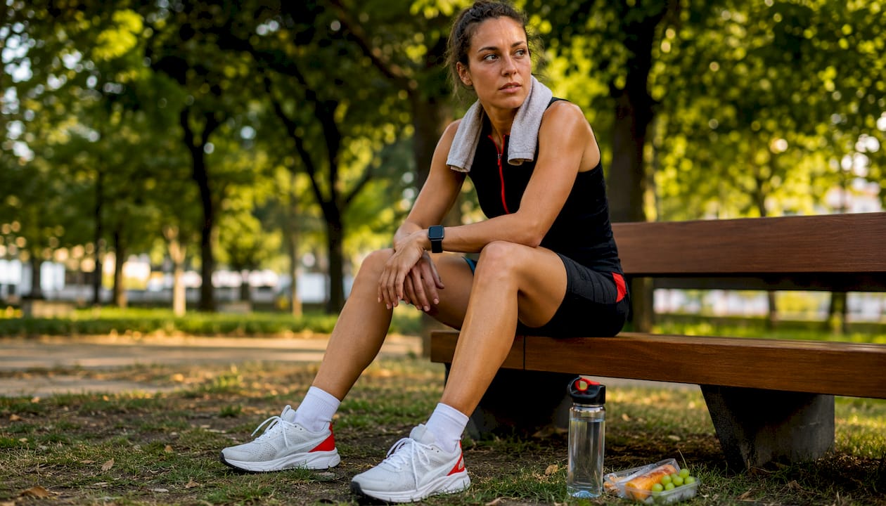 Female athlete resting after workout