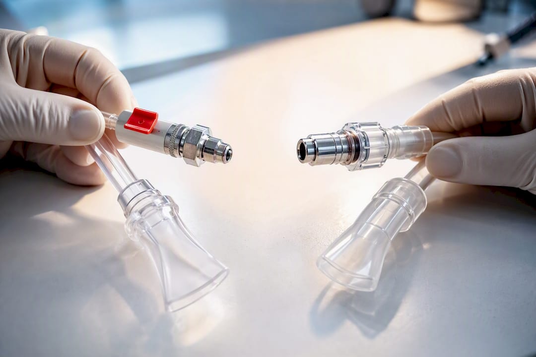 Close-up oxygen delivery components for safety comparison