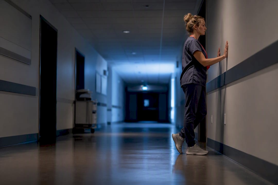 Night shift worker taking a movement break