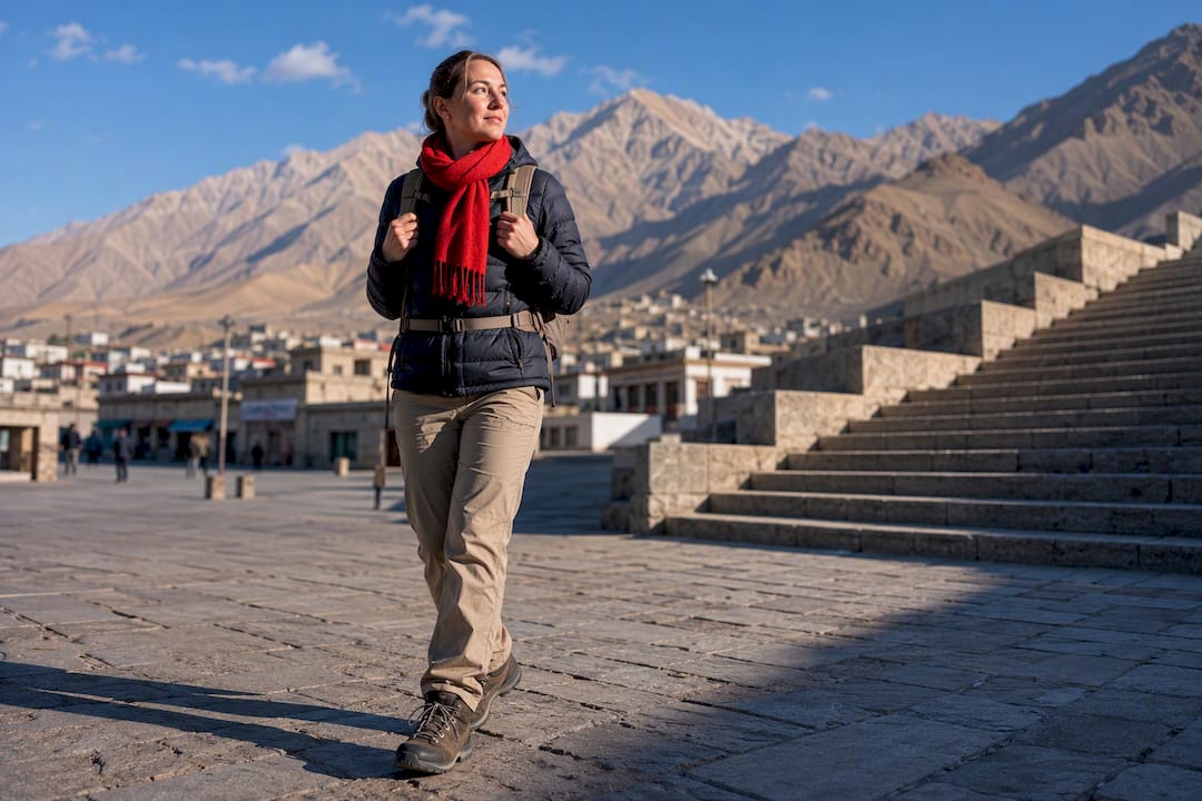 Traveler acclimatizing in a high-altitude city